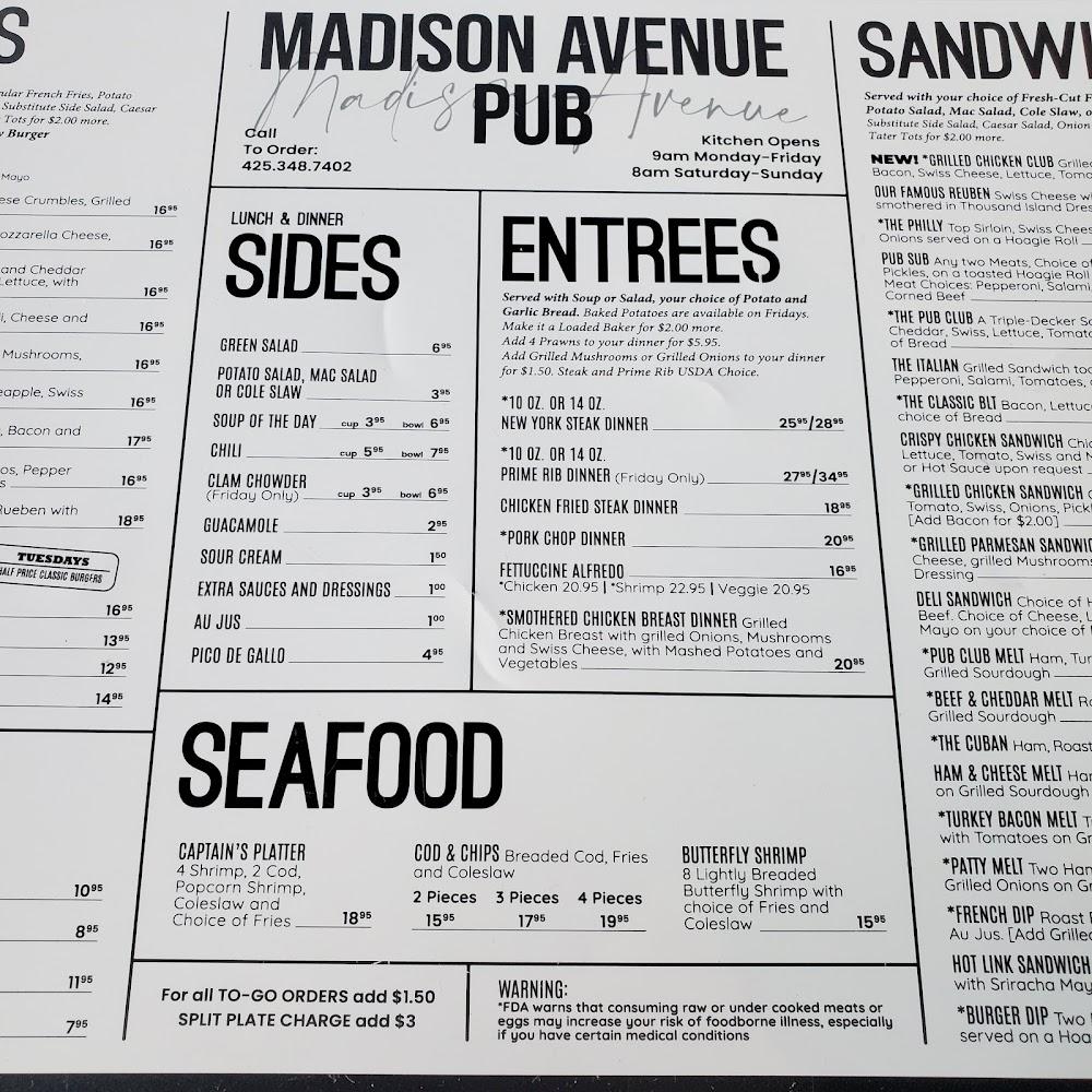 Madison Avenue Pub Menu image 2