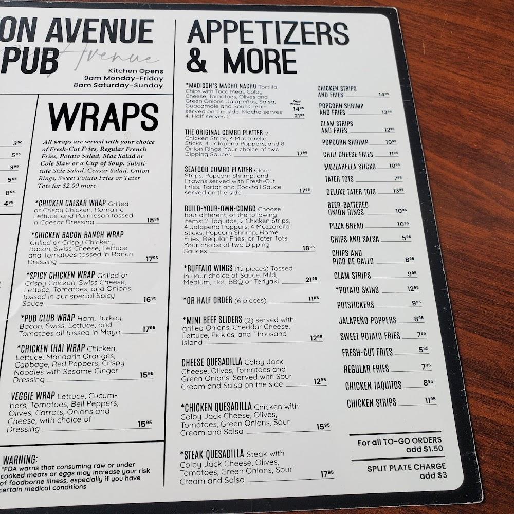 Madison Avenue Pub Menu image 3